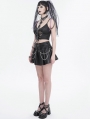 Black Gothic Punk Street Layered Chain Short Pleated Skirt