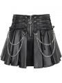 Black Gothic Punk Street Layered Chain Short Pleated Skirt