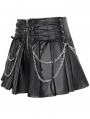 Black Gothic Punk Street Layered Chain Short Pleated Skirt