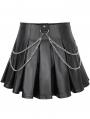 Black Gothic Punk Street Layered Chain Short Pleated Skirt