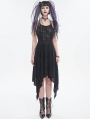 Black Sexy Gothic Punk Irregular Chain Halter Strap Dress