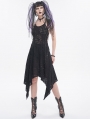 Black Sexy Gothic Punk Irregular Chain Halter Strap Dress