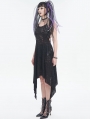 Black Sexy Gothic Punk Irregular Chain Halter Strap Dress