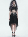 Black Gothic Punk Street Chain Net Irregular Skirt