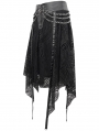 Black Gothic Punk Street Chain Net Irregular Skirt