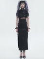 Black Gothic Punk Sexy High Neck Slit Long Slim Dress