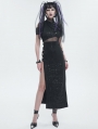 Black Gothic Punk Sexy High Neck Slit Long Slim Dress