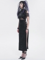 Black Gothic Punk Sexy High Neck Slit Long Slim Dress