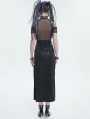 Black Gothic Punk Sexy High Neck Slit Long Slim Dress