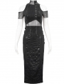 Black Gothic Punk Sexy High Neck Slit Long Slim Dress