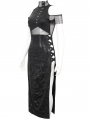 Black Gothic Punk Sexy High Neck Slit Long Slim Dress