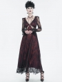 Black and Red Vintage Sexy Gothic Lace Long Sleeve Party Dress