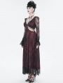 Black and Red Vintage Sexy Gothic Lace Long Sleeve Party Dress