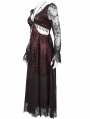 Black and Red Vintage Sexy Gothic Lace Long Sleeve Party Dress