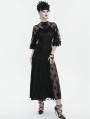 Black Gothic Vintage Elegant Lace Slit Long Party Dress