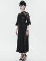 Black Gothic Vintage Elegant Lace Slit Long Party Dress