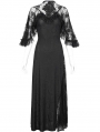 Black Gothic Vintage Elegant Lace Slit Long Party Dress