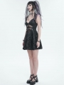 Black Fashion Gothic Punk Grunge Patterned Sexy Short Slip Dress