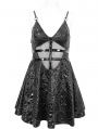 Black Fashion Gothic Punk Grunge Patterned Sexy Short Slip Dress