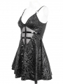 Black Fashion Gothic Punk Grunge Patterned Sexy Short Slip Dress