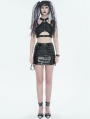 Black Fashion Gothic Faux Leather Fitted Mini Skirt