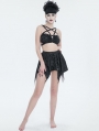 Black Gothic Pentagram Straps Two-Piece Swimsuit