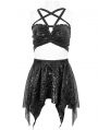 Black Gothic Pentagram Straps Two-Piece Swimsuit