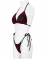 Red Gothic Pentagram Velvet Halter Two-Piece Bikini Set