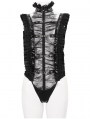 Black Gothic Punk Ruffle Lace Sexy Lingerie Bodysuit