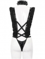 Black Gothic Punk Ruffle Lace Sexy Lingerie Bodysuit