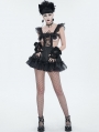 Black Gothic Sweet Frilly Hollow Out Short Sexy Lingerie Dress