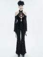 Black Sexy Gothic Vintage Cold Shoulder Velvet Long Sleeve Shirt for Women
