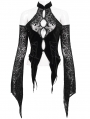 Black Sexy Gothic Vintage Cold Shoulder Velvet Long Sleeve Shirt for Women