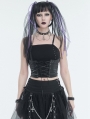 Black Gothic Punk Rivet Spaghetti Strap Tank Top for Women