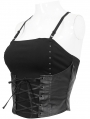 Black Gothic Punk Rivet Spaghetti Strap Tank Top for Women