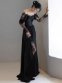 Black Elegant Long Sleeve Gothic Wedding Dress