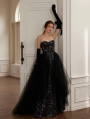 Black Gothic Shining Sequin Wedding Dress