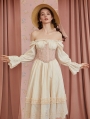 Ivory Cotton Vintage Elegant Off-the-Shoulder Long Dress
