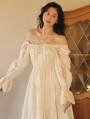 Ivory Off-the-Shoulder A-Line Vintage Medieval Inspired Dress