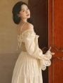 Ivory Off-the-Shoulder A-Line Vintage Medieval Inspired Dress