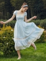 Cinderella BLue and White Lace Vintage Princess Long Dress