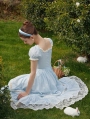 Cinderella BLue and White Lace Vintage Princess Long Dress