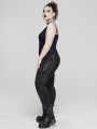 Black Gothic Punk Symmetrical Slim Fit Long Leather Plus Size Pants for Women