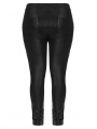 Black Gothic Punk Symmetrical Slim Fit Long Leather Plus Size Pants for Women