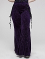 Violet Gothic Vintage Dark Texture Jacquard Plus Size Long Flare Pants for Women