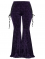 Violet Gothic Vintage Dark Texture Jacquard Plus Size Long Flare Pants for Women