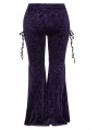 Violet Gothic Vintage Dark Texture Jacquard Plus Size Long Flare Pants for Women