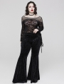 Black Gothic Vintage Dark Texture Jacquard Plus Size Long Flare Pants for Women