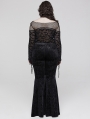 Black Gothic Vintage Dark Texture Jacquard Plus Size Long Flare Pants for Women