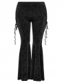 Black Gothic Vintage Dark Texture Jacquard Plus Size Long Flare Pants for Women